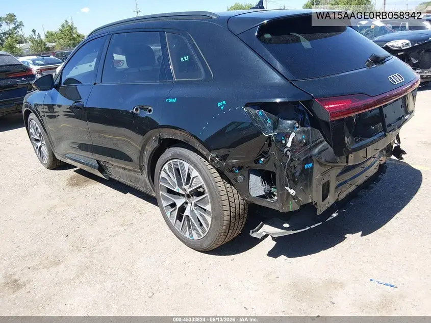2024 Audi Q8 E-Tron Premium Plus Quattro VIN: WA15AAGE0RB058342 Lot: 45333824