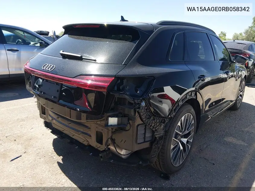 2024 Audi Q8 E-Tron Premium Plus Quattro VIN: WA15AAGE0RB058342 Lot: 45333824