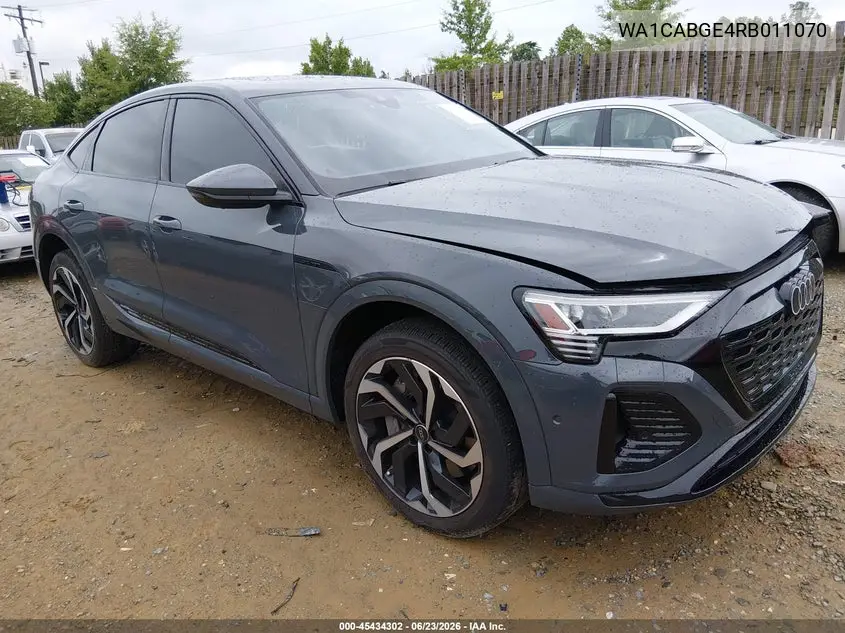 2024 Audi Q8 E-Tron S Line Premium Plus Quattro VIN: WA1CABGE4RB011070 Lot: 45434302