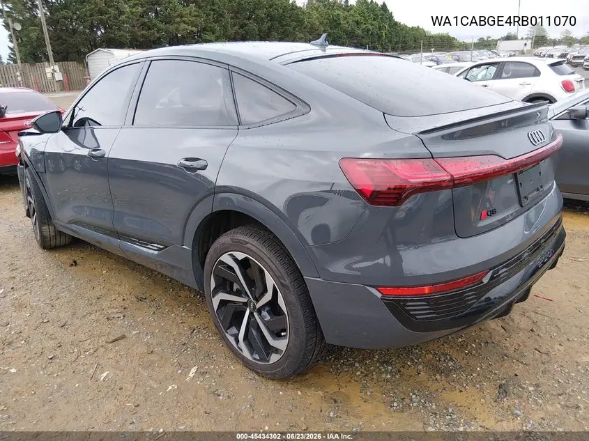 2024 Audi Q8 E-Tron S Line Premium Plus Quattro VIN: WA1CABGE4RB011070 Lot: 45434302