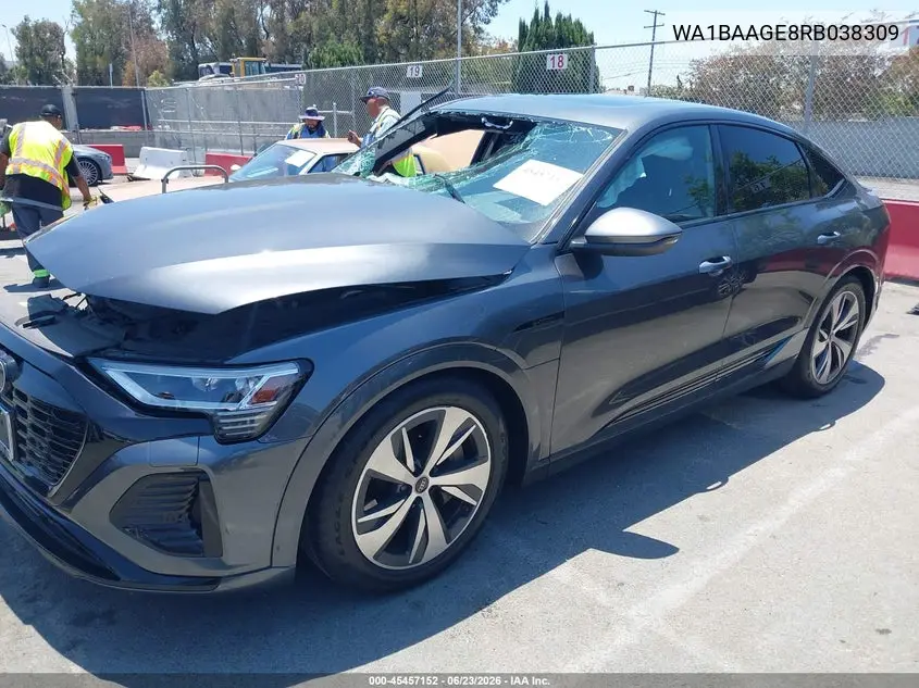 2024 Audi Q8 E-Tron S Line Premium Quattro VIN: WA1BAAGE8RB038309 Lot: 45457152