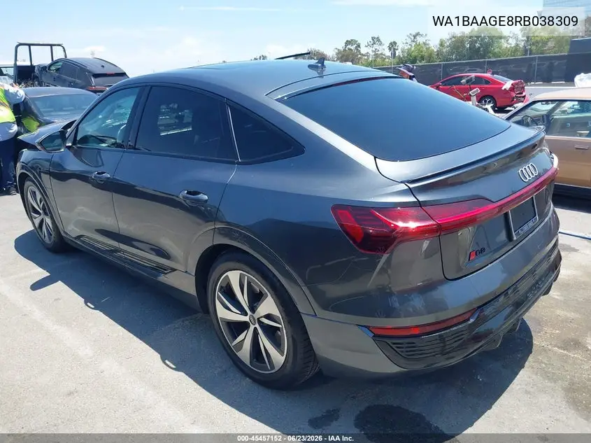 2024 Audi Q8 E-Tron S Line Premium Quattro VIN: WA1BAAGE8RB038309 Lot: 45457152