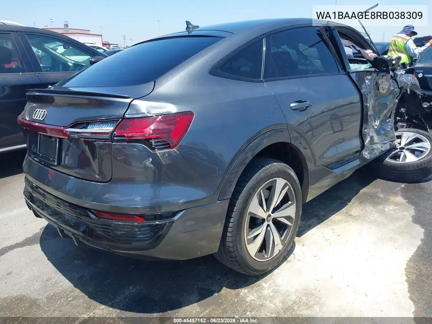 2024 Audi Q8 E-Tron S Line Premium Quattro VIN: WA1BAAGE8RB038309 Lot: 45457152