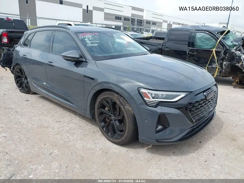2024 Audi Q8 E-Tron Premium Plus Quattro VIN: WA15AAGE0RB038060 Lot: 45567731
