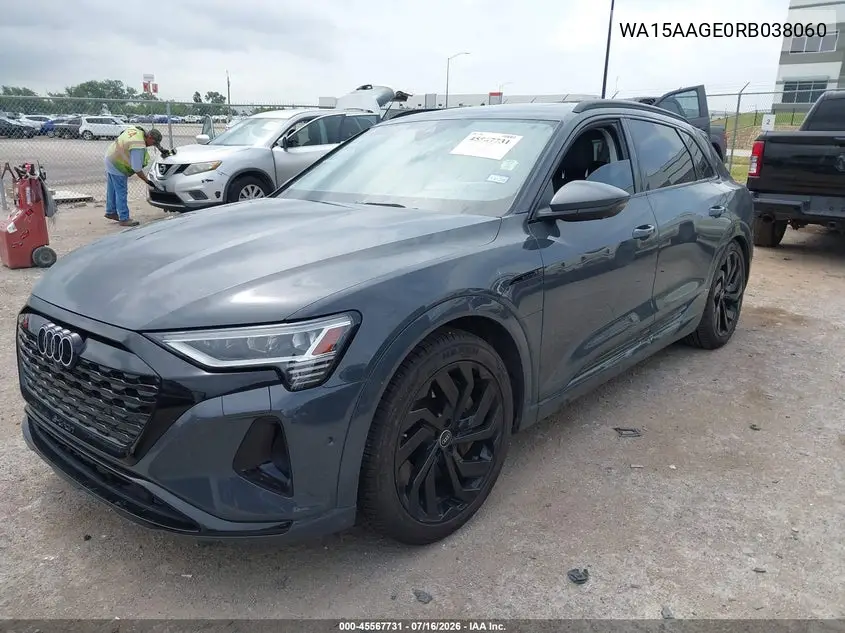 2024 Audi Q8 E-Tron Premium Plus Quattro VIN: WA15AAGE0RB038060 Lot: 45567731