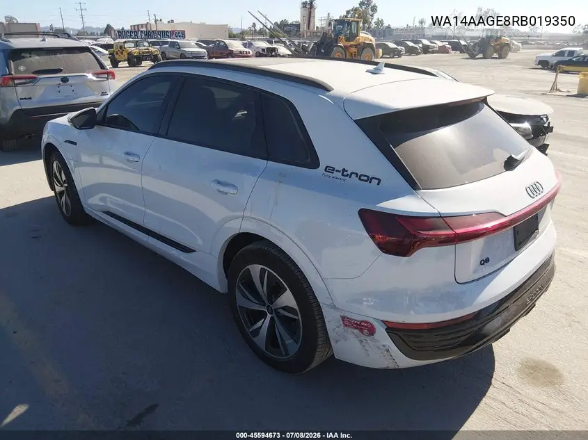 2024 Audi Q8 E-Tron Premium Quattro VIN: WA14AAGE8RB019350 Lot: 45594673