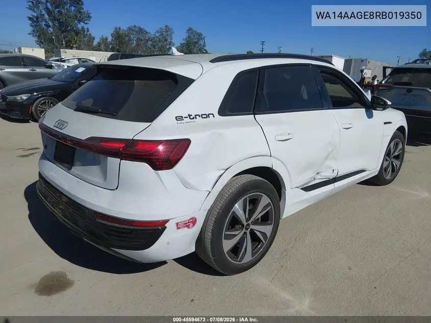 2024 Audi Q8 E-Tron Premium Quattro VIN: WA14AAGE8RB019350 Lot: 45594673