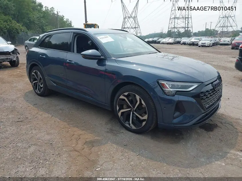 2024 Audi Q8 E-Tron Premium Plus Quattro VIN: WA15AAGE7RB010451 Lot: 45623047