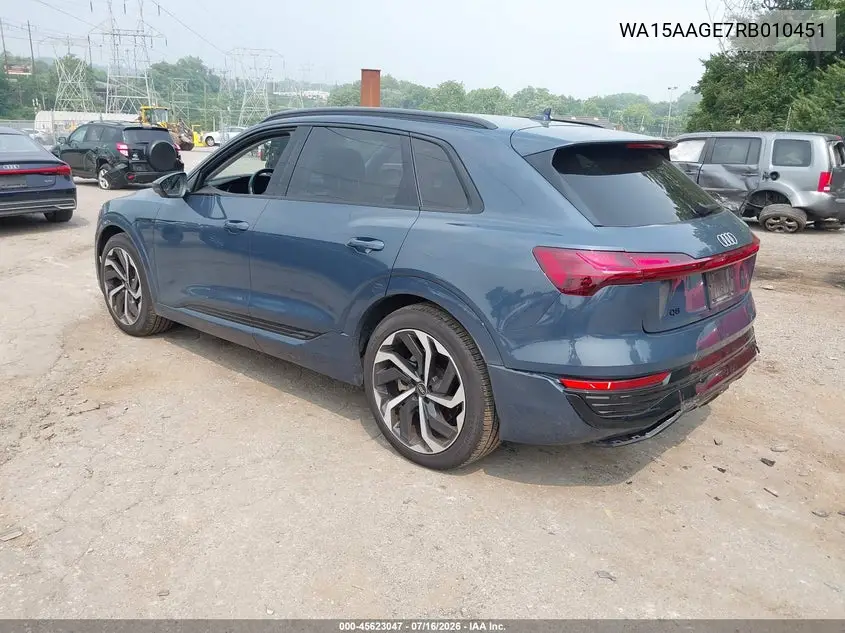 2024 Audi Q8 E-Tron Premium Plus Quattro VIN: WA15AAGE7RB010451 Lot: 45623047