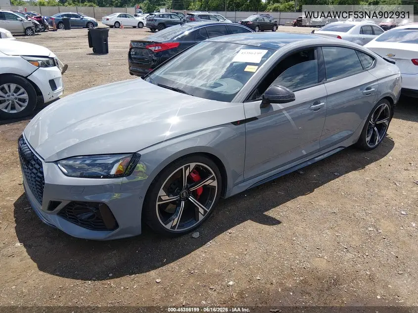 2022 Audi Rs 5 Sportback Tfsi Quattro Tiptronic VIN: WUAAWCF53NA902931 Lot: 45386199