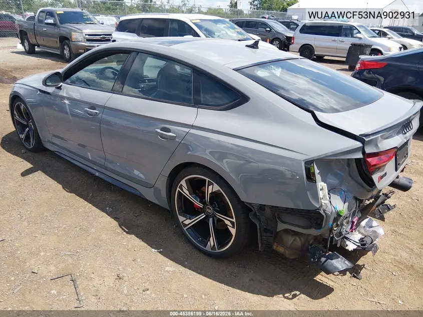 2022 Audi Rs 5 Sportback Tfsi Quattro Tiptronic VIN: WUAAWCF53NA902931 Lot: 45386199