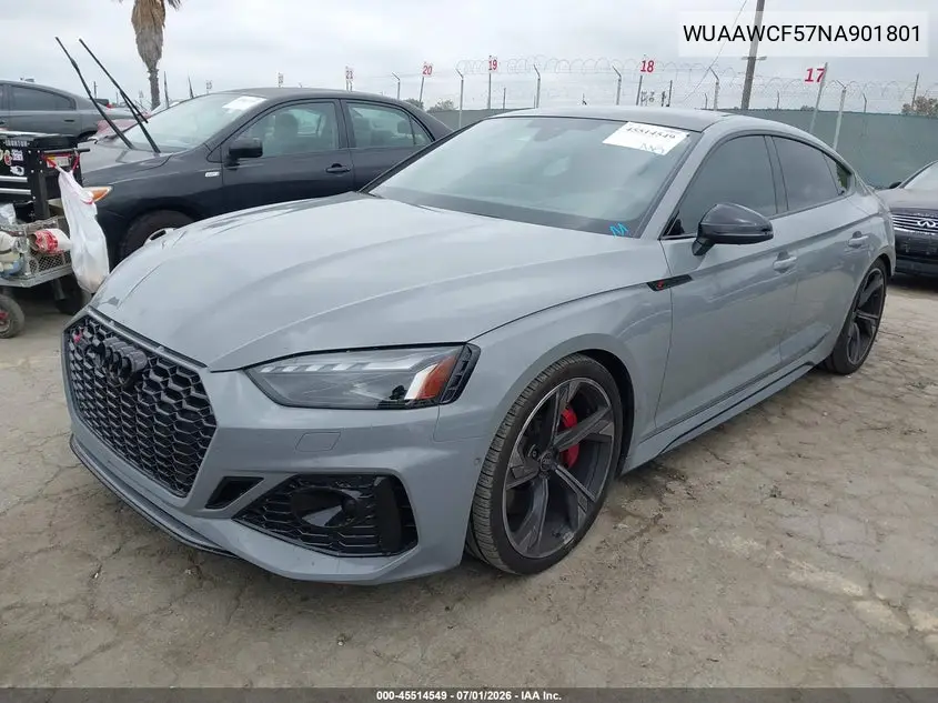 2022 Audi Rs 5 Sportback Tfsi Quattro Tiptronic VIN: WUAAWCF57NA901801 Lot: 45514549
