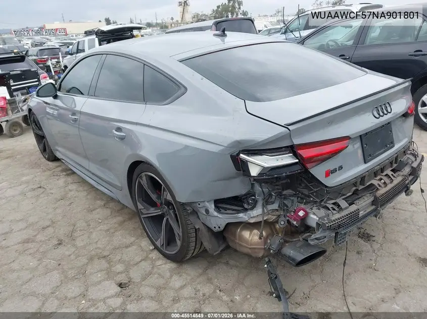 2022 Audi Rs 5 Sportback Tfsi Quattro Tiptronic VIN: WUAAWCF57NA901801 Lot: 45514549