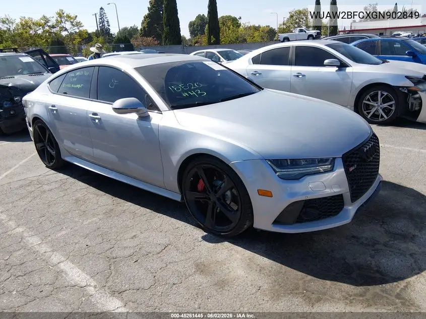 2016 Audi Rs 7 4.0T Prestige VIN: WUAW2BFCXGN902849 Lot: 45261445