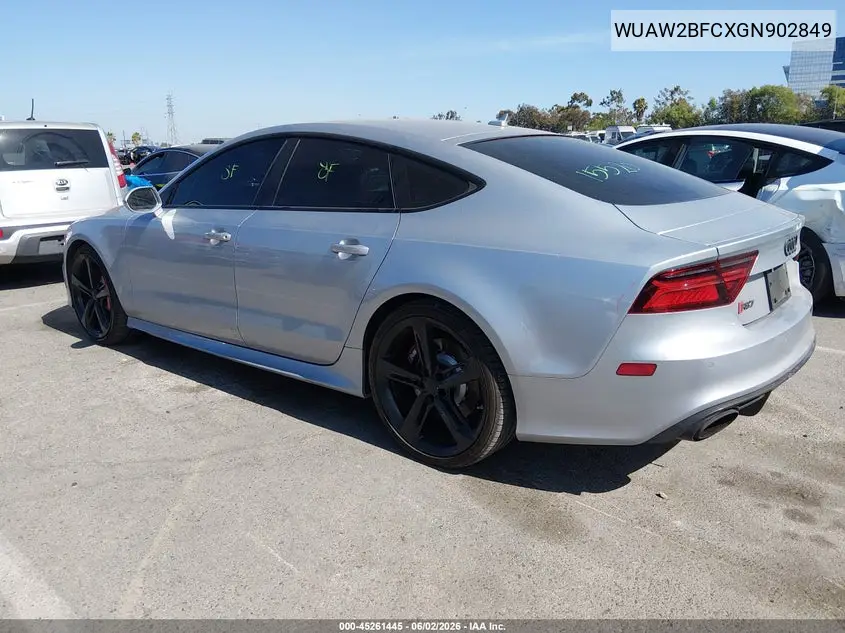 2016 Audi Rs 7 4.0T Prestige VIN: WUAW2BFCXGN902849 Lot: 45261445