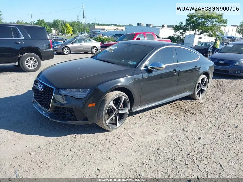 2016 Audi Rs 7 4.0T Prestige VIN: WUAW2AFC8GN900706 Lot: 45274368