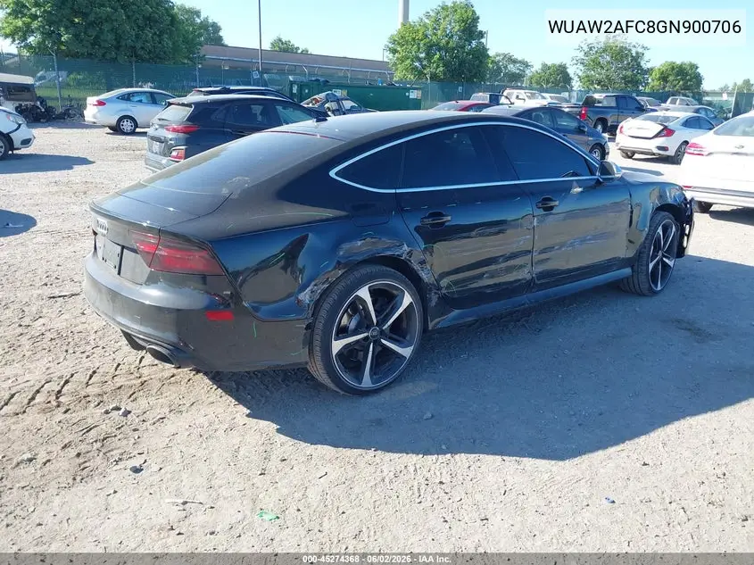 2016 Audi Rs 7 4.0T Prestige VIN: WUAW2AFC8GN900706 Lot: 45274368