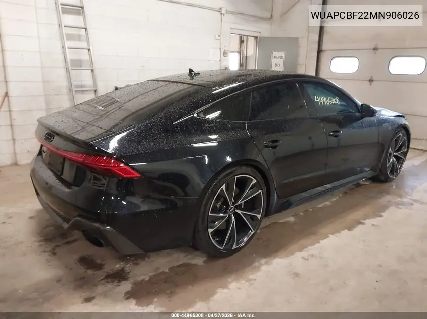 2021 Audi Rs 7 Sportback Tfsi Quattro Tiptronic VIN: WUAPCBF22MN906026 Lot: 44965308