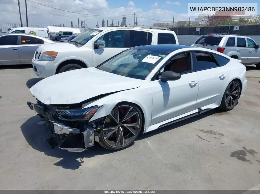 2022 Audi Rs 7 Sportback Tfsi Quattro Tiptronic VIN: WUAPCBF23NN902486 Lot: 45212275