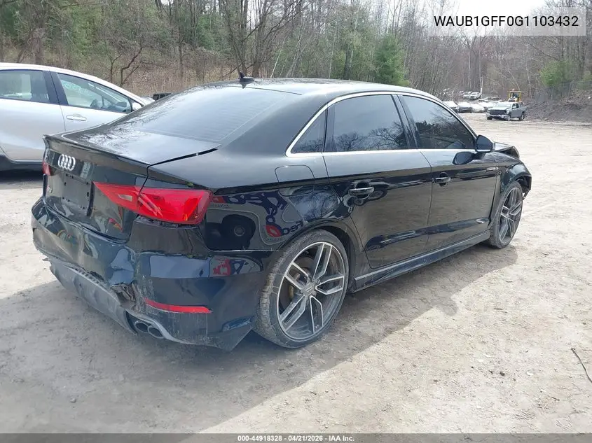 2016 Audi S3 2.0T Premium Plus VIN: WAUB1GFF0G1103432 Lot: 44918328