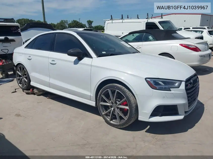 2018 Audi S3 2.0T Premium Plus/2.0T Tech Premium Plus VIN: WAUB1GFF4J1039967 Lot: 45113189