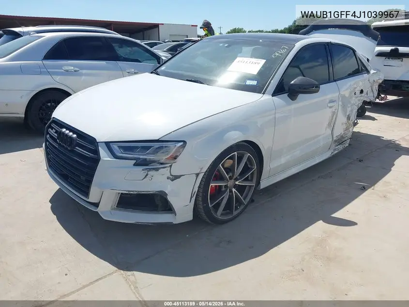 2018 Audi S3 2.0T Premium Plus/2.0T Tech Premium Plus VIN: WAUB1GFF4J1039967 Lot: 45113189