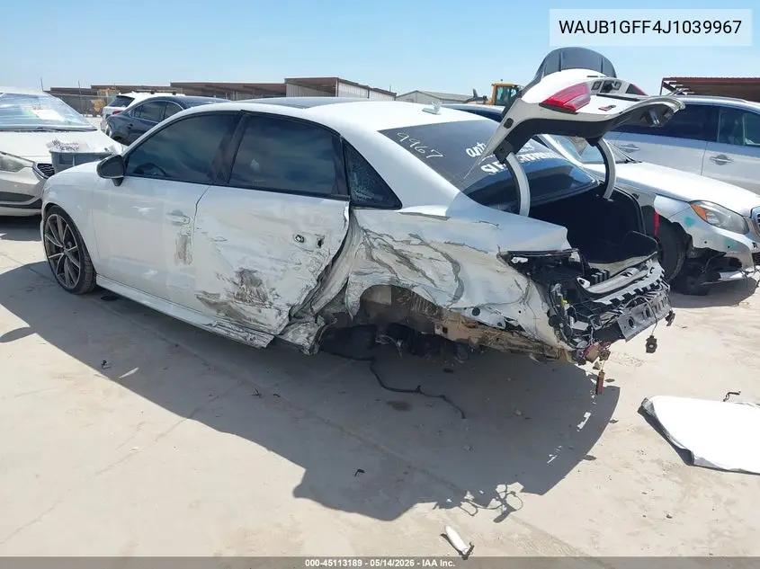 2018 Audi S3 2.0T Premium Plus/2.0T Tech Premium Plus VIN: WAUB1GFF4J1039967 Lot: 45113189