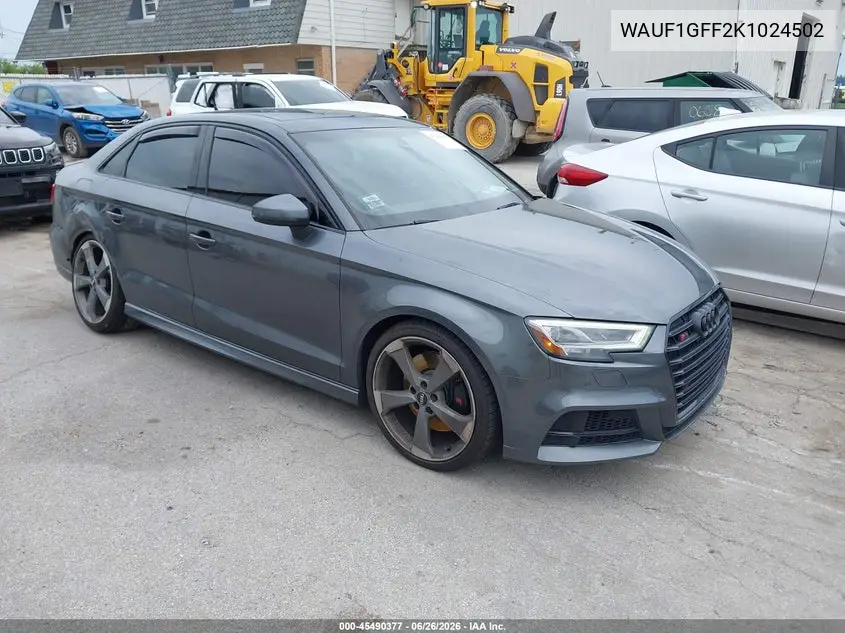 2019 Audi S3 2.0T Premium Plus VIN: WAUF1GFF2K1024502 Lot: 45490377