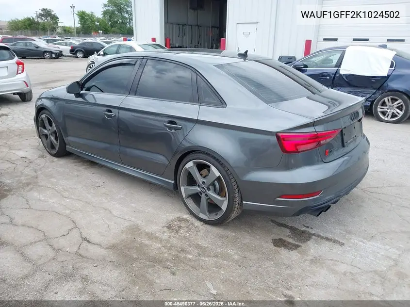 2019 Audi S3 2.0T Premium Plus VIN: WAUF1GFF2K1024502 Lot: 45490377