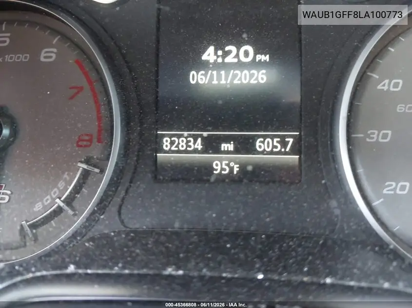 2020 Audi S3 Premium Tfsi Quattro S Tronic VIN: WAUB1GFF8LA100773 Lot: 45366808