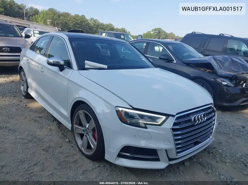 2020 Audi S3 Premium Tfsi Quattro S Tronic VIN: WAUB1GFFXLA001517 Lot: 45544310