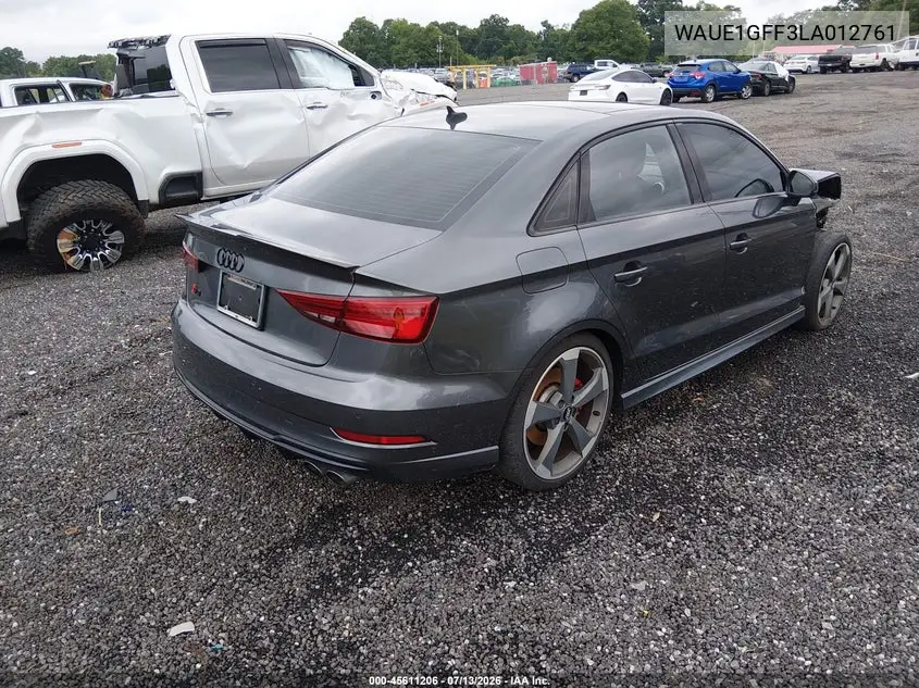 2020 Audi S3 Premium Plus Tfsi Quattro S Tronic VIN: WAUE1GFF3LA012761 Lot: 45611206
