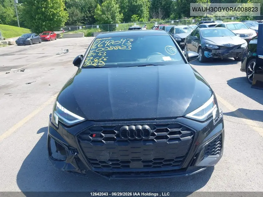 2024 Audi S3 2.0T Progressiv VIN: WAUH3CGY0RA008823 Lot: 12642043