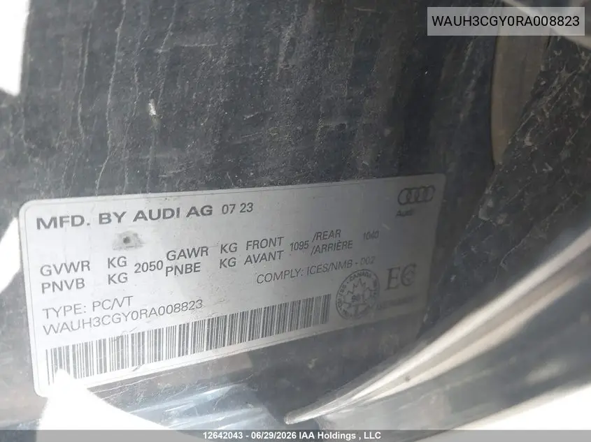 2024 Audi S3 2.0T Progressiv VIN: WAUH3CGY0RA008823 Lot: 12642043