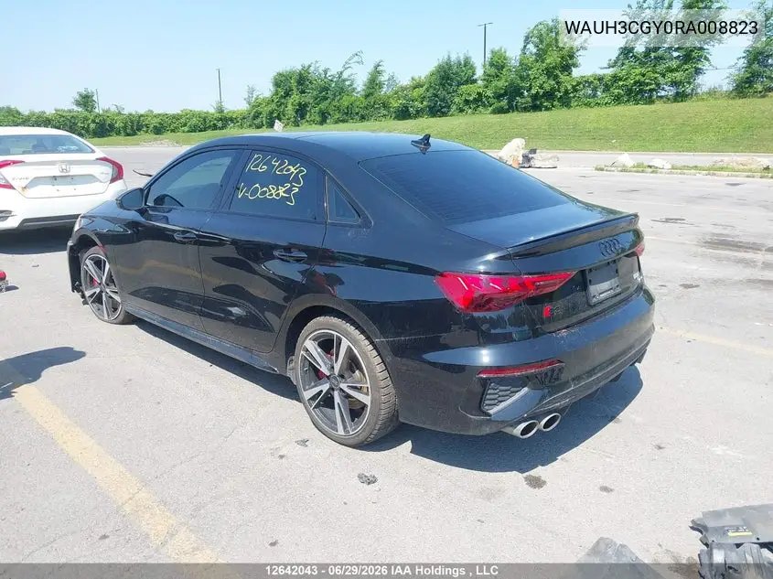 2024 Audi S3 2.0T Progressiv VIN: WAUH3CGY0RA008823 Lot: 12642043
