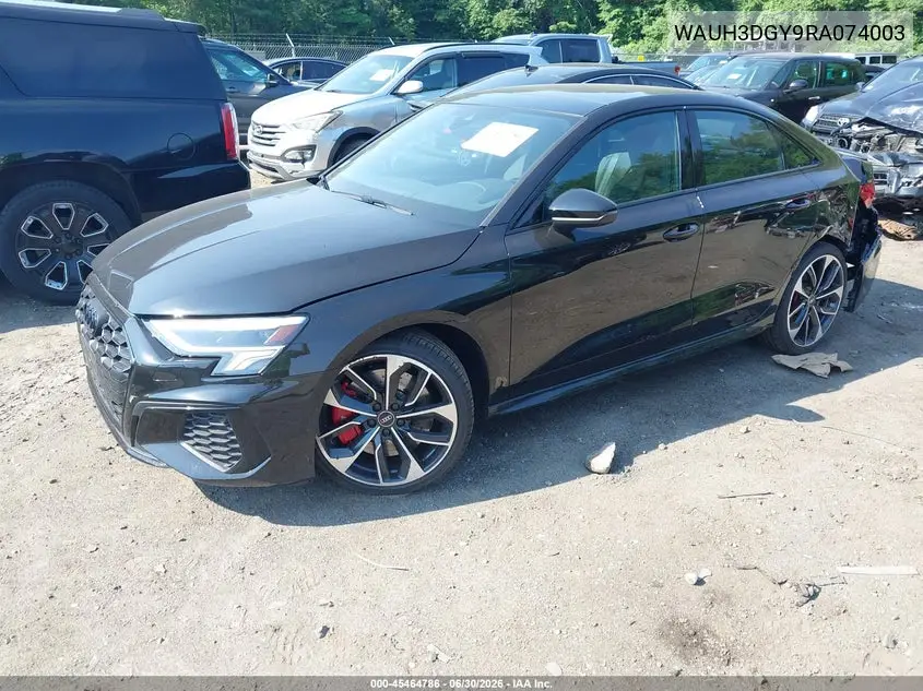 2024 Audi S3 Premium Plus Tfsi Quattro S Tronic VIN: WAUH3DGY9RA074003 Lot: 45464786
