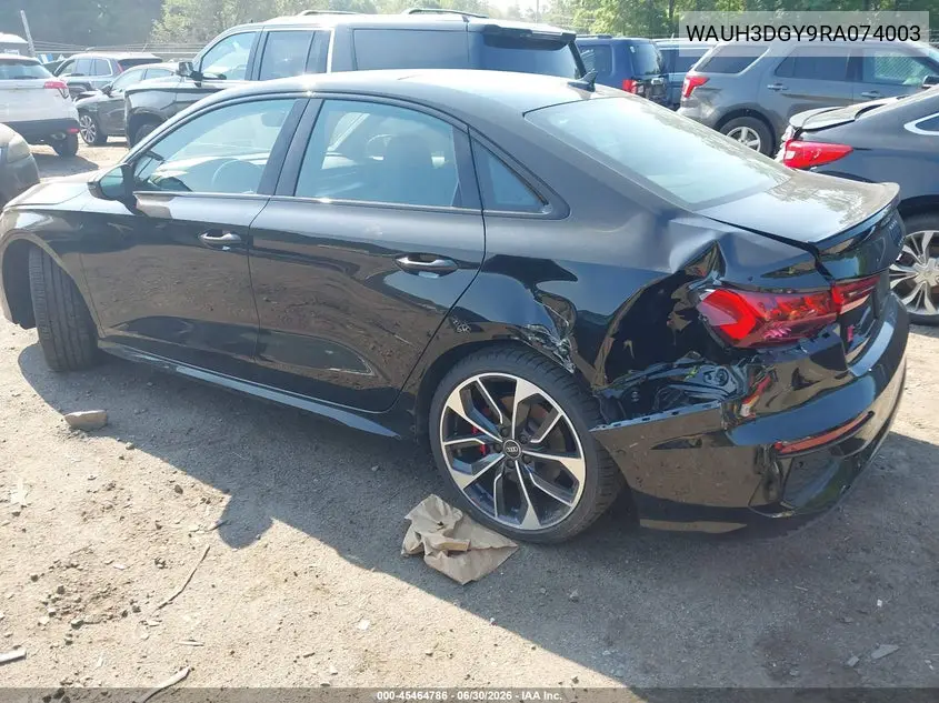 2024 Audi S3 Premium Plus Tfsi Quattro S Tronic VIN: WAUH3DGY9RA074003 Lot: 45464786