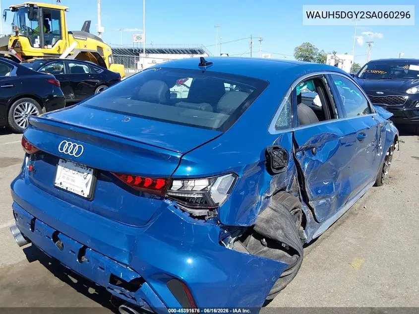 2025 Audi S3 Premium Plus Tfsi Quattro S Tronic VIN: WAUH5DGY2SA060296 Lot: 45391676