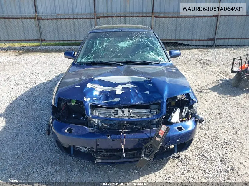 2001 Audi S4 2.7T VIN: WAURD68D81A064981 Lot: 45392531