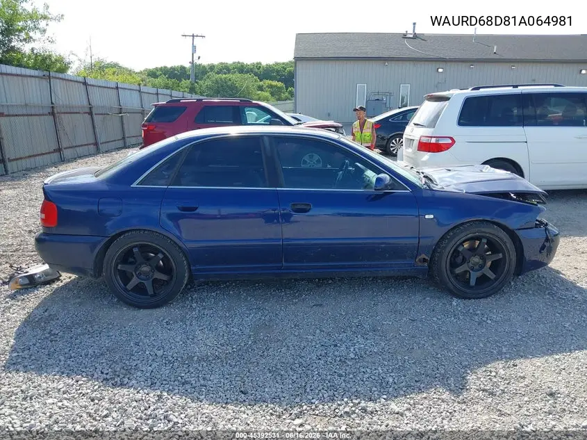 2001 Audi S4 2.7T VIN: WAURD68D81A064981 Lot: 45392531