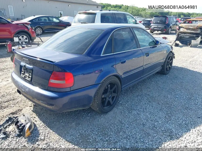 2001 Audi S4 2.7T VIN: WAURD68D81A064981 Lot: 45392531