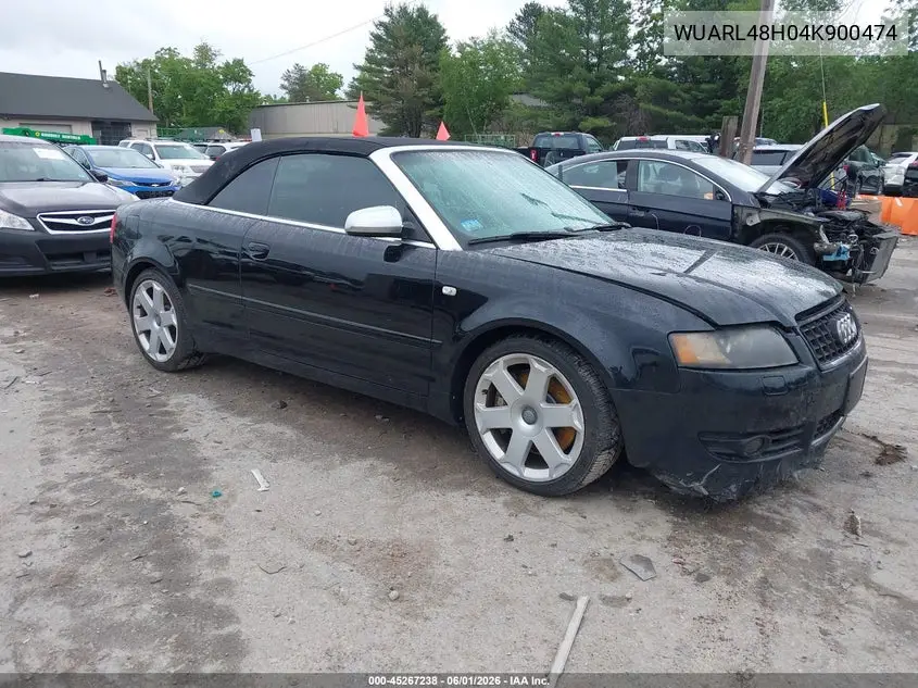 2004 Audi S4 VIN: WUARL48H04K900474 Lot: 45267238