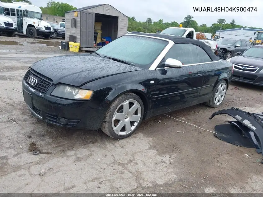 2004 Audi S4 VIN: WUARL48H04K900474 Lot: 45267238