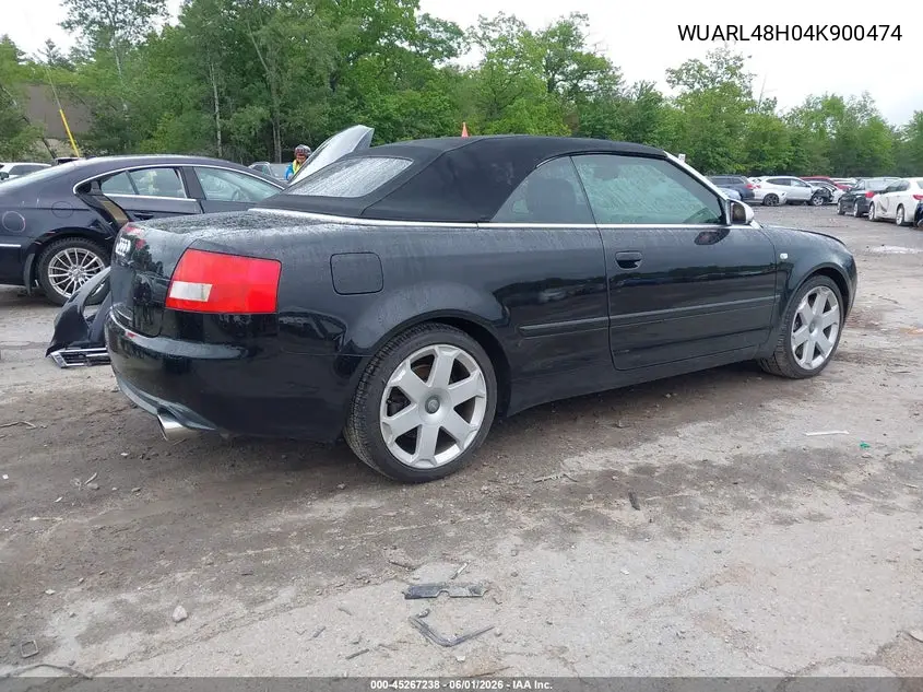 2004 Audi S4 VIN: WUARL48H04K900474 Lot: 45267238