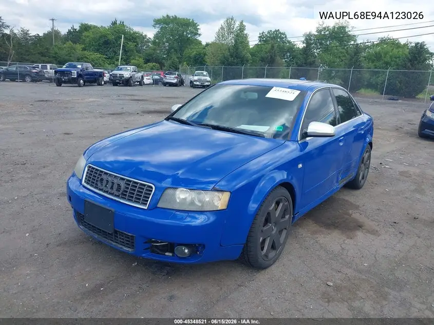 2004 Audi S4 4.2 VIN: WAUPL68E94A123026 Lot: 45348521