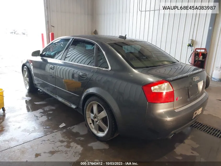 2005 Audi S4 VIN: WAUPL68E45A083987 Lot: 37643412