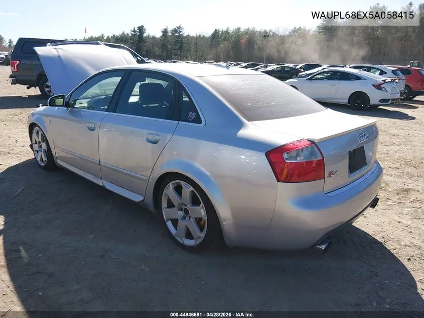 2005 Audi S4 4.2 VIN: WAUPL68EX5A058415 Lot: 44946681