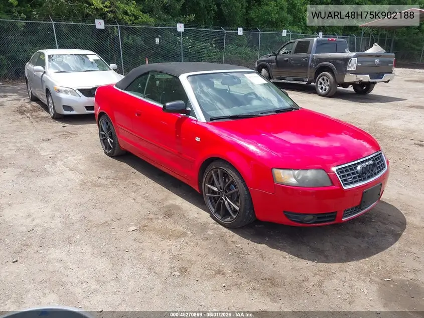 2005 Audi S4 VIN: WUARL48H75K902188 Lot: 45270869