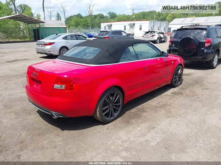 2005 Audi S4 VIN: WUARL48H75K902188 Lot: 45270869