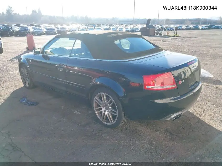 2008 Audi S4 4.2 VIN: WUARL48H18K900344 Lot: 44159038